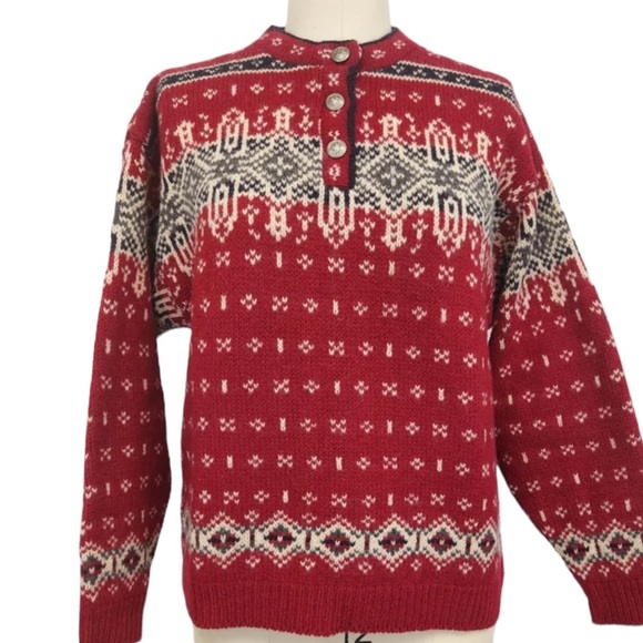 L.L. Bean Sweaters - Vintage L.L. Bean 3 Button Nordic Wool Pullover Sweater size Medium